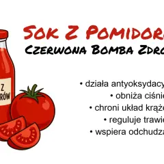 Sok z pomidorów - czerwona bomba zdrowia. Czy sok pomidorowy można pić na noc? Działa antyoksydacyjnie, obniża ciśnienie, chroni układ krążenia, reguluje trawienie, wspiera odchudzanie.