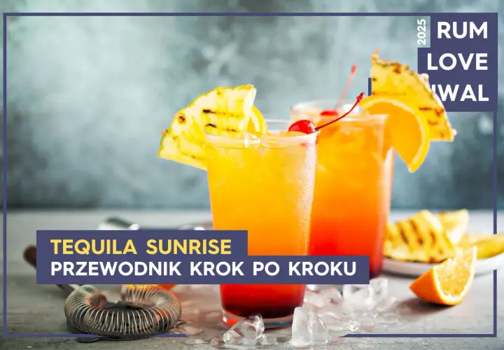 Tequila Sunrise przepis: dwa drinki z pomarańczą i wiśnią, ozdobione ananasem. Idealne na lato.