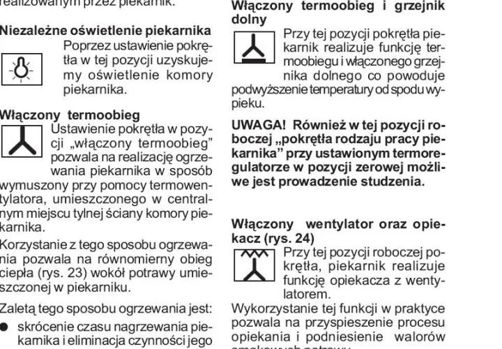  Oznaczenia termoobiegu w piekarniku Amica - poradnik na temat symboli na panelu