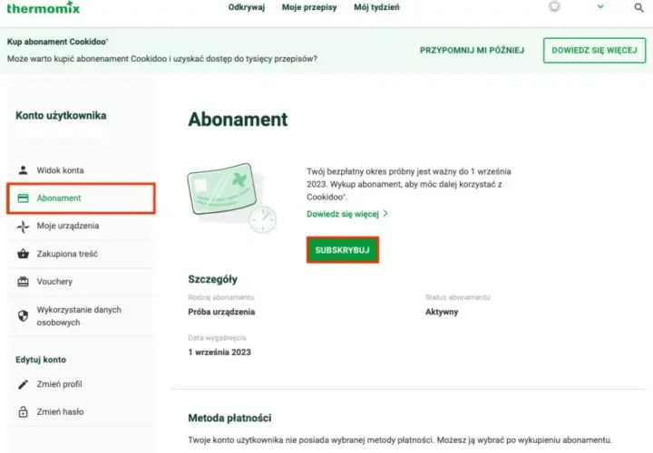  Jak zapłacić abonament Cookidoo? [Nowość] Abonament Thermomix już od 99 zł