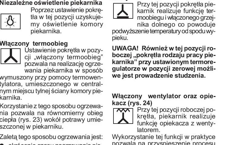  Oznaczenia termoobiegu w piekarniku Amica - poradnik na temat symboli na panelu