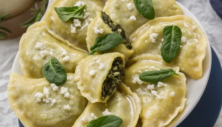 Pyszne pierogi ze szpinakiem i serem feta, które przygotowała Ania. Idealne na obiad!