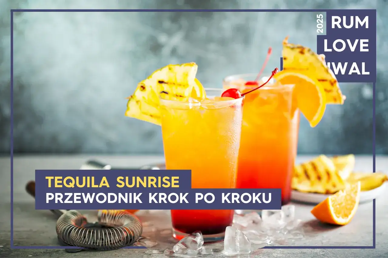 Tequila Sunrise przepis: dwa drinki z pomarańczą i wiśnią, ozdobione ananasem. Idealne na lato!
