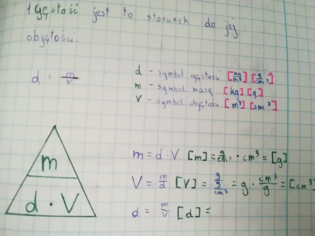 Gęstość to stosunek masy do objętości. Wzory i jednostki: d=m/V, m=dV, V=m/d. Ile litrów to kg?